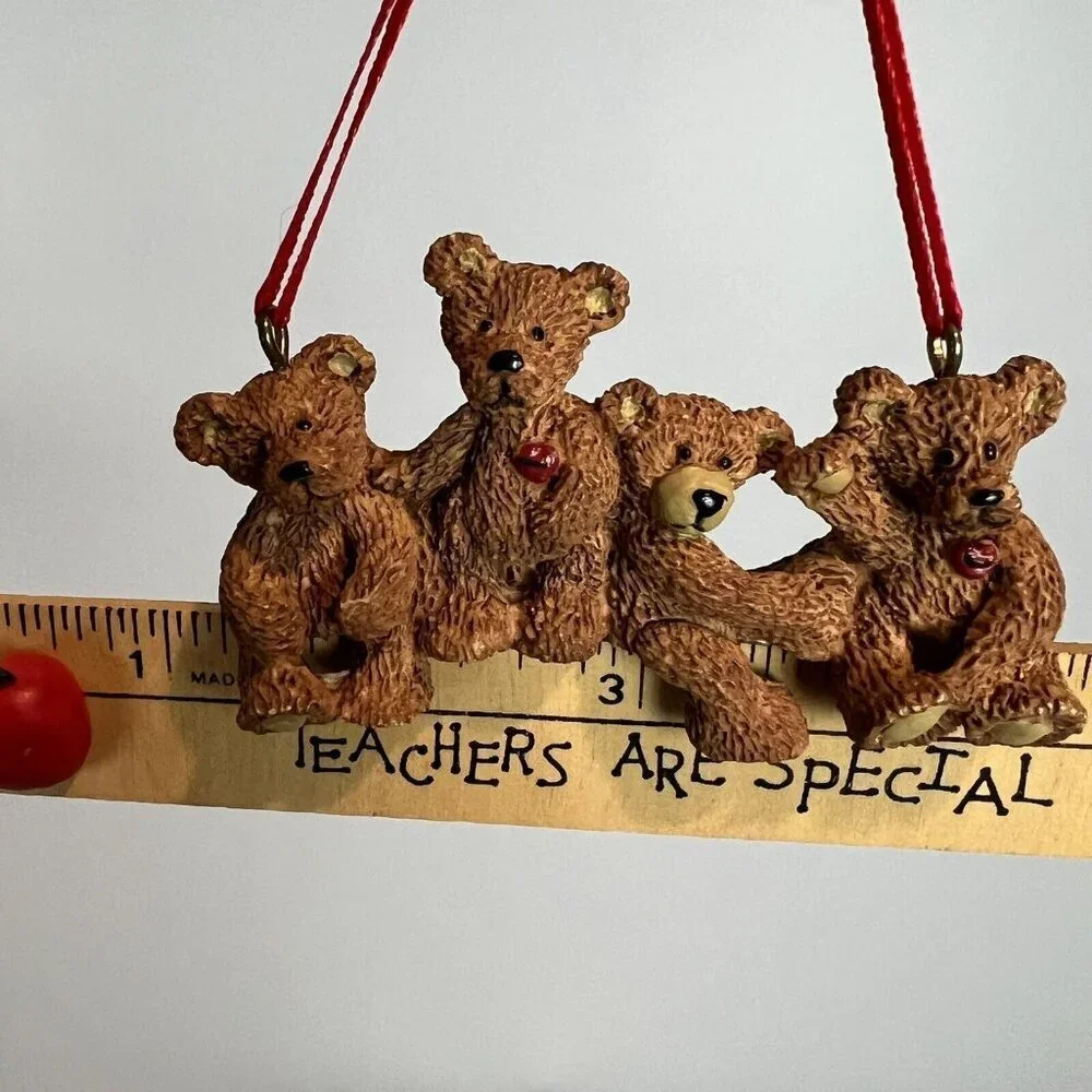 Kurt S Adler Teachers Are Special Bears on Ruler Ornament
